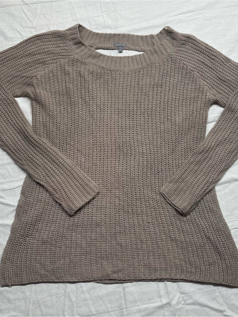 Charlotte Russe Taupe Crewneck Chunky Knit Sweater